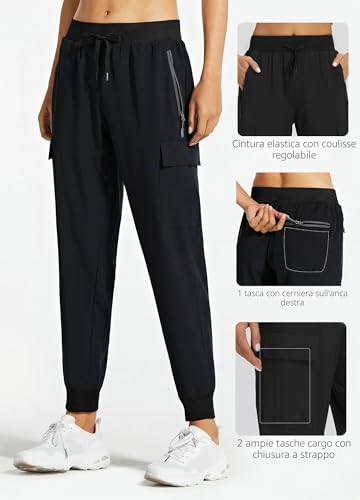Detalle de Libin Pantaloni Trekking Donna Cargo Jogger Estivi 27\" Nero L