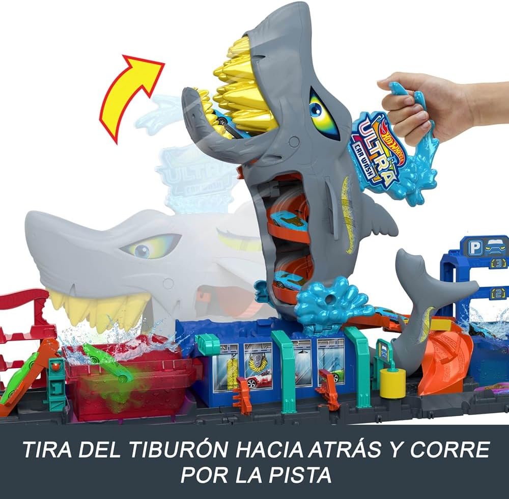 Thumbnail 3 de Hot Wheels City “Let's Race” - Túnel de lavado con tiburón 🦈