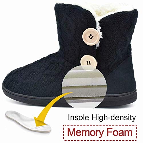Detalle de ONCAI Chaussons bottillons pour femme, fourrure synthétique, noir, 38/39 EU