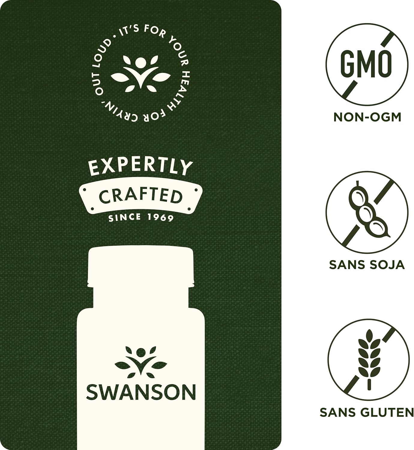 Detalle 2 de Swanson L-Glutamine 500 mg – 100 capsules, sans gluten, sans soja, sans OGM
