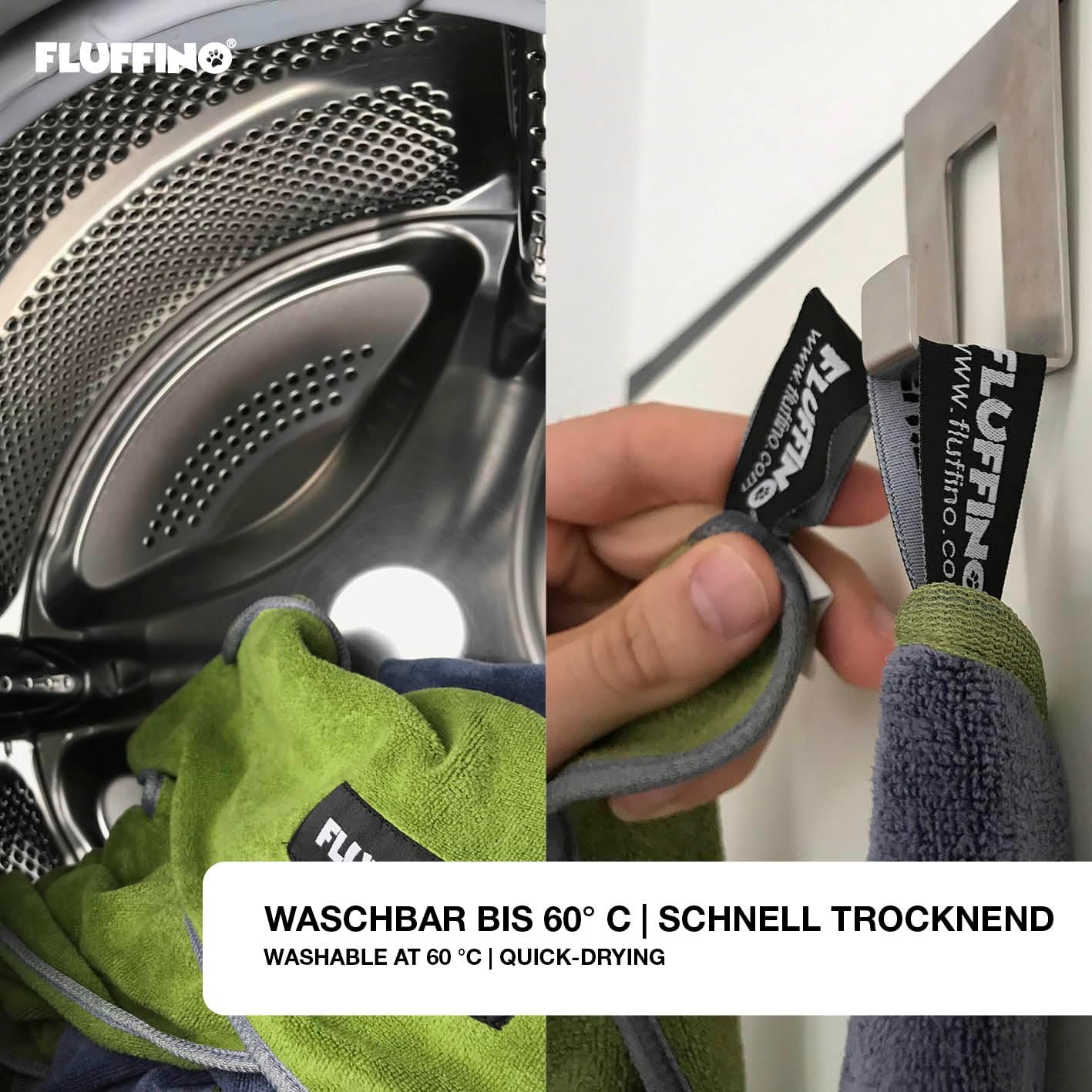 Detalle 2 de FLUFFINO Hundehandtuch 4er Set – extra saugfähig, weich und praktisch in zwei Größen