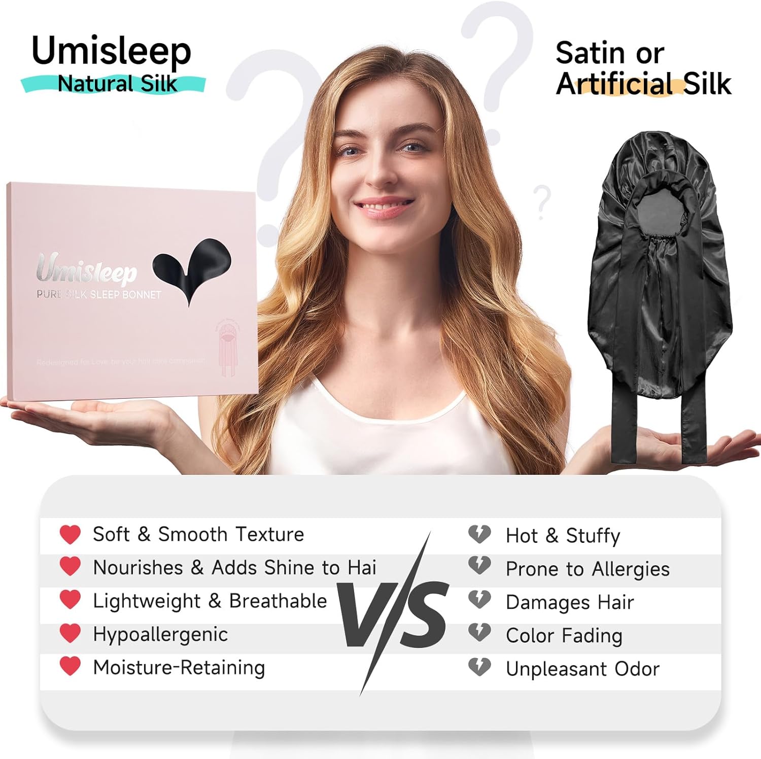 Thumbnail 2 de Umisleep 22 Momme Seidenschlafmütze 68 cm 🧖♀