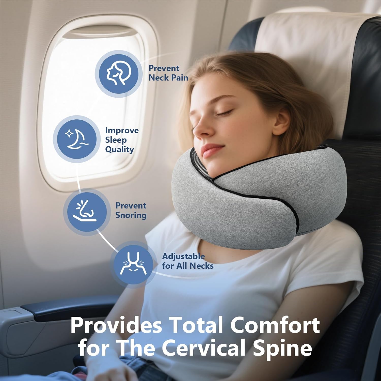 Detalle 2 de Purroch CA-JY-B2 Memory Foam Travel Pillow with Adjustable Strap