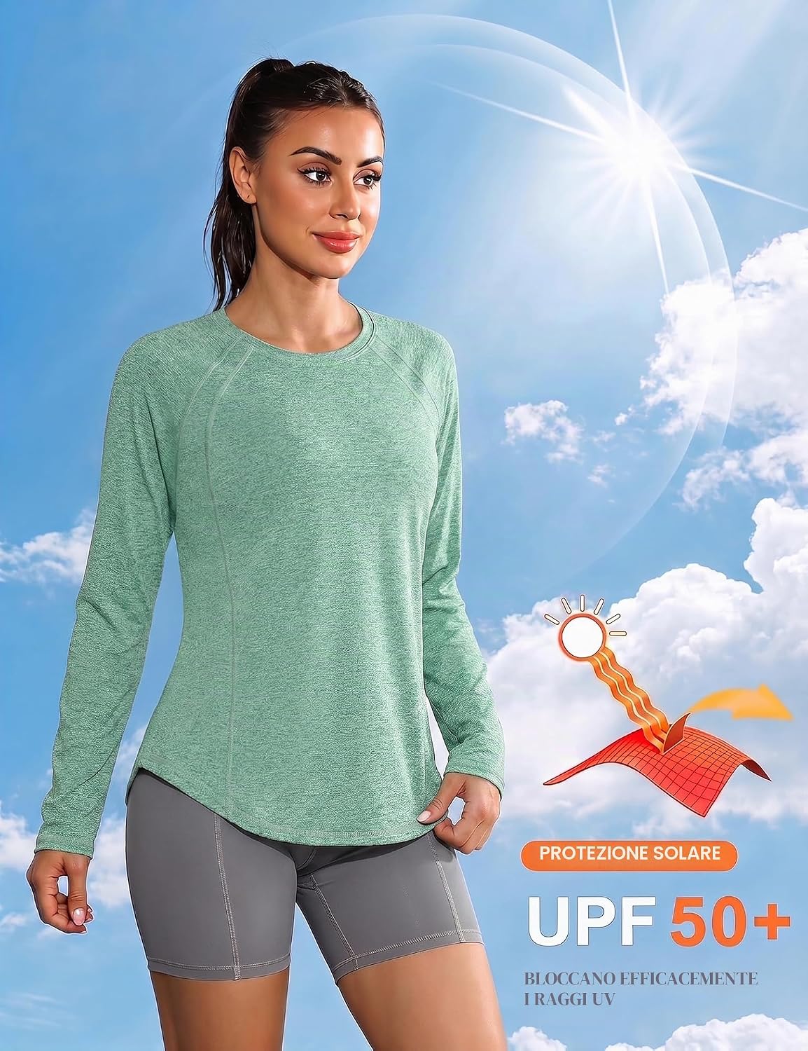 Detalle de Gyabnw Top Palestra Donna – Maglietta Sportiva Traspirante in Tessuto Elastico