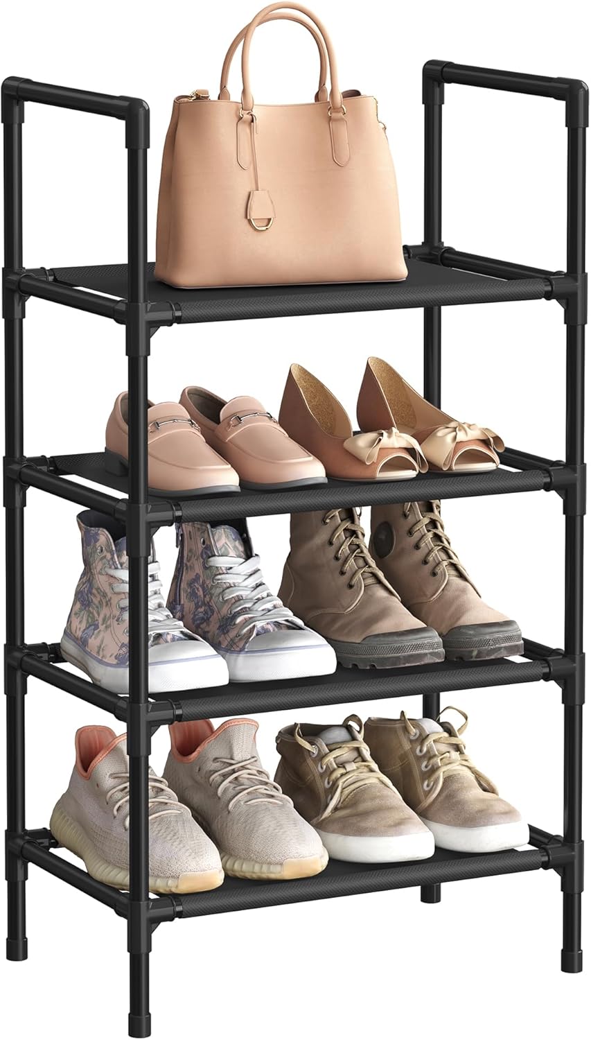 Thumbnail 3 de SONGMICS 5-Tier Shoe Rack, Space-Saving Metal Frame Shoe Storage Organiser (28 x 45 x 89 cm) in Black, LSH005B02