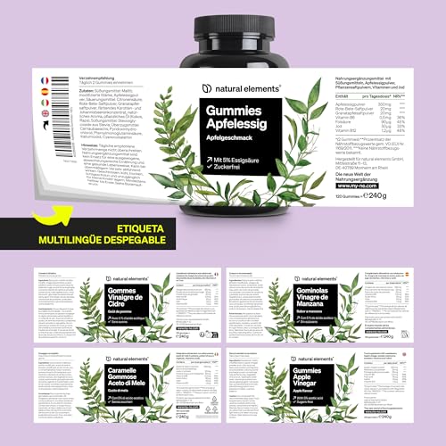 Thumbnail 6 de Gominolas de vinagre de manzana 120 Gummies con B6, B12, ácido fólico y yodo – Natural Elements