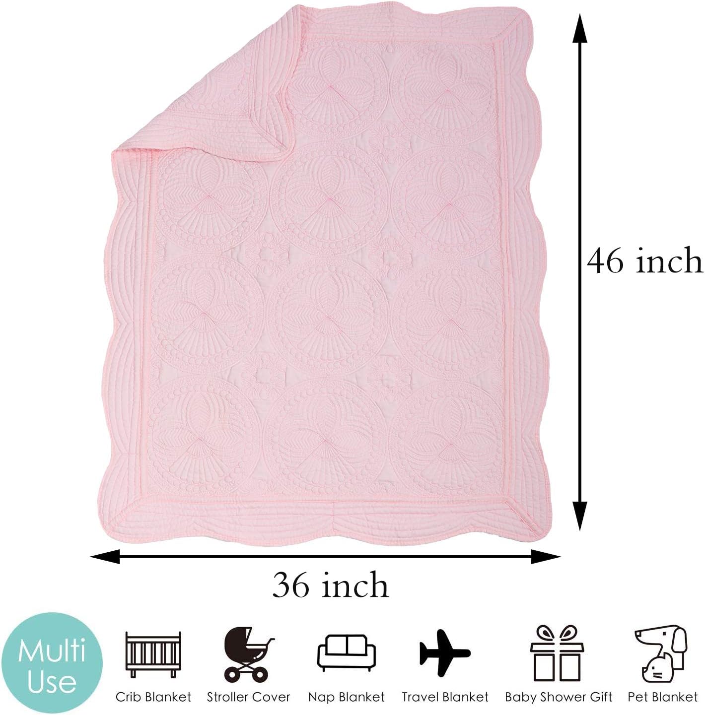 Detalle 2 de MONOBLANKS Cotton Baby Quilt-001 コットンベビーキルト ピンク、軽量・エンボス加工・スカラップ