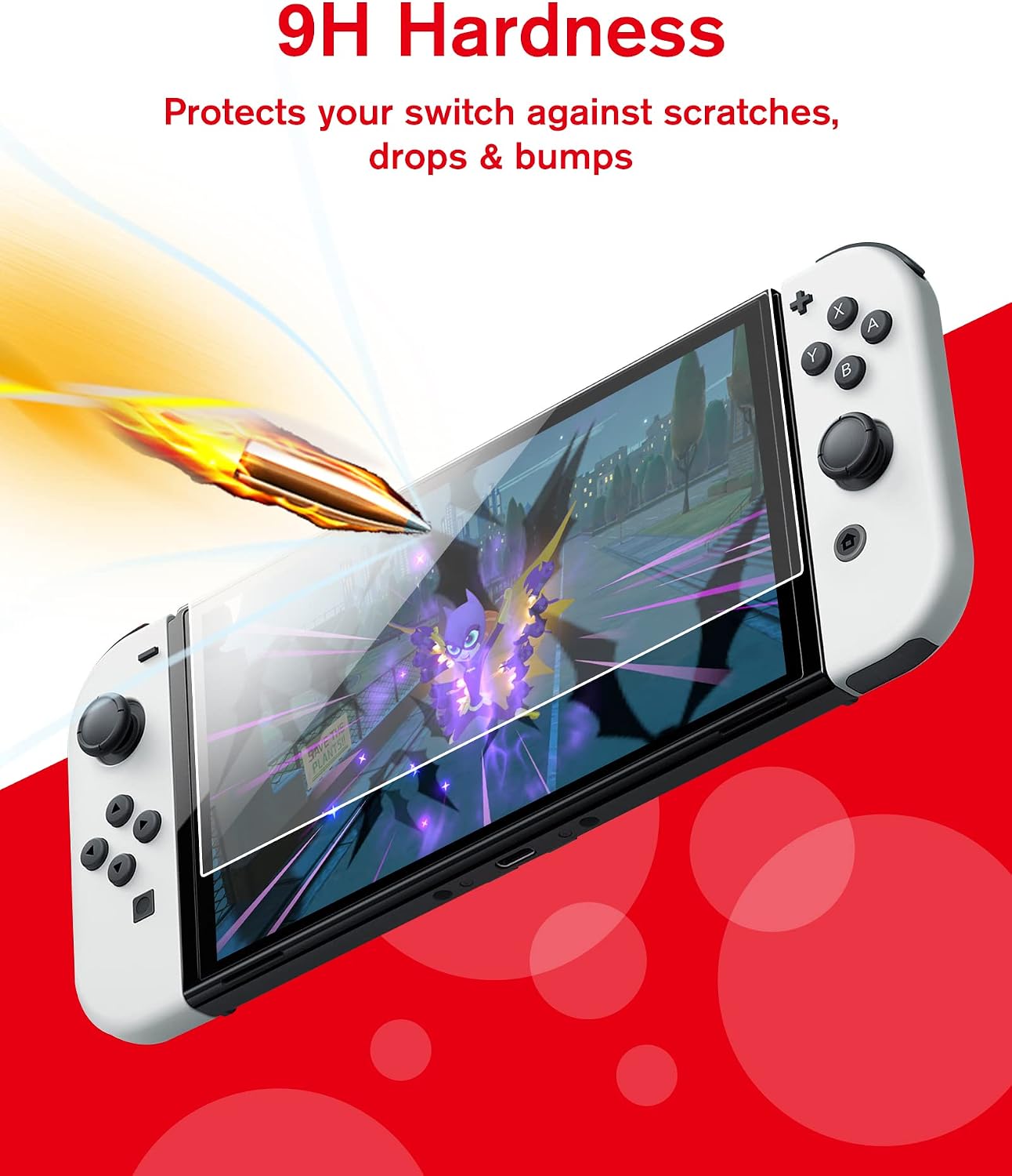 Detalle de Lot de 2 protections d’écran en verre trempé BERSEM pour Nintendo Switch OLED 7 pouces (2021) – kit d’alignement automatique, dureté 9H
