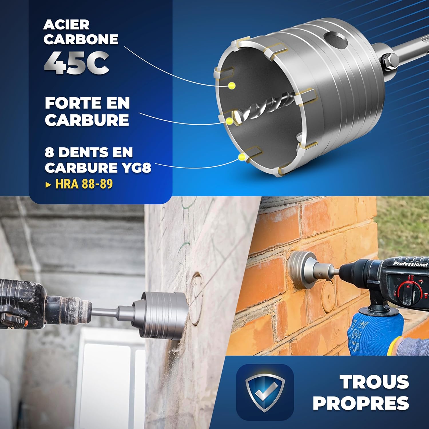 Thumbnail 2 de S&R Scie Cloche Trépan Béton 68 mm SDS Plus – Perforation rapide pour maçonnerie