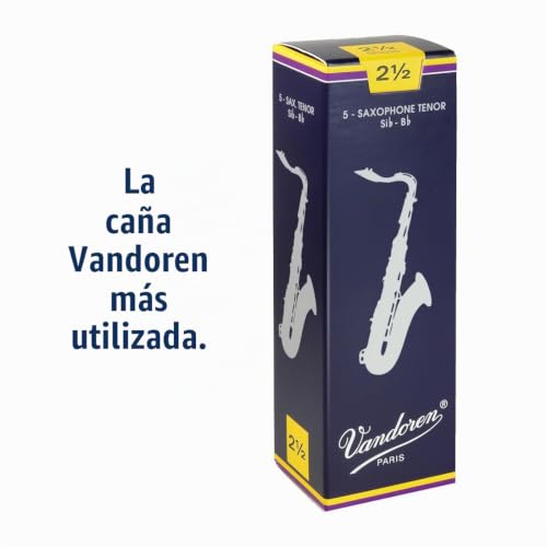 Detalle de Vandoren SR2225 n.2.5 – Caja de 5 cañas tradicional para saxofón tenor