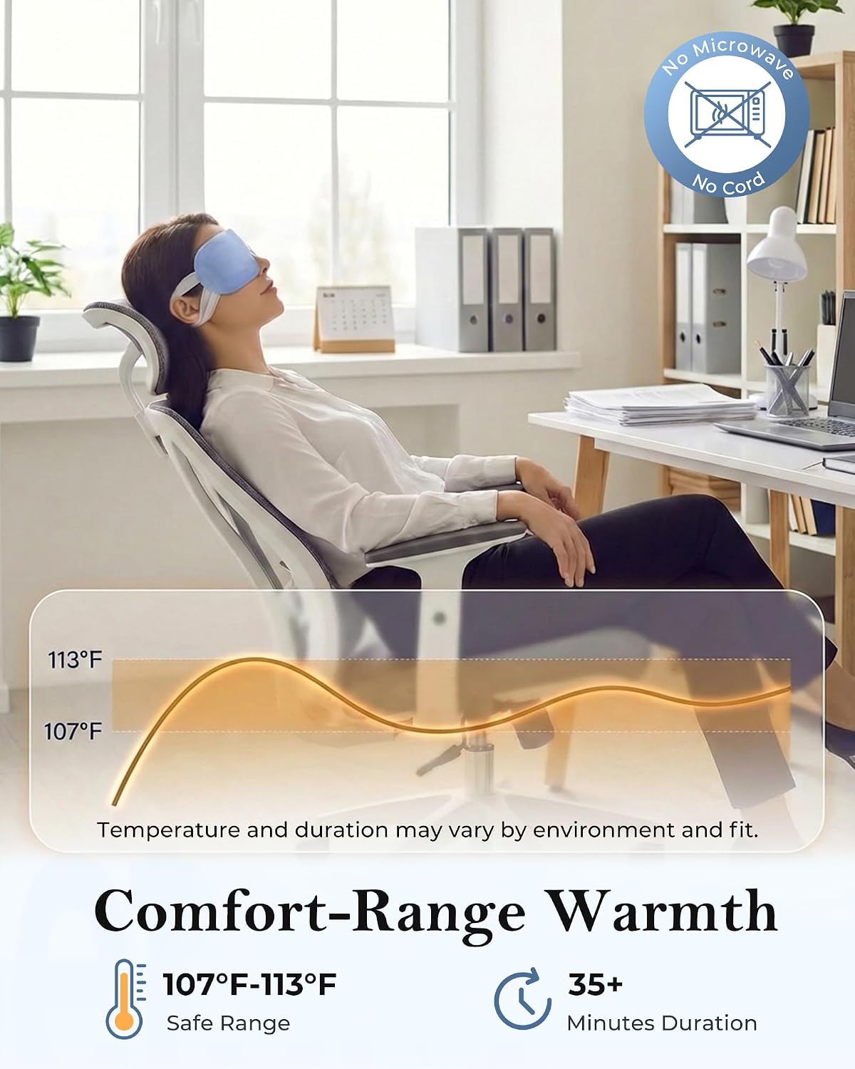 Detalle 2 de 16 Pack Steam Eye Mask for Dry Eyes — Self-Heating Warm Compress (FSA/HSA Eligible), Disposable, No Microwave, Unscented