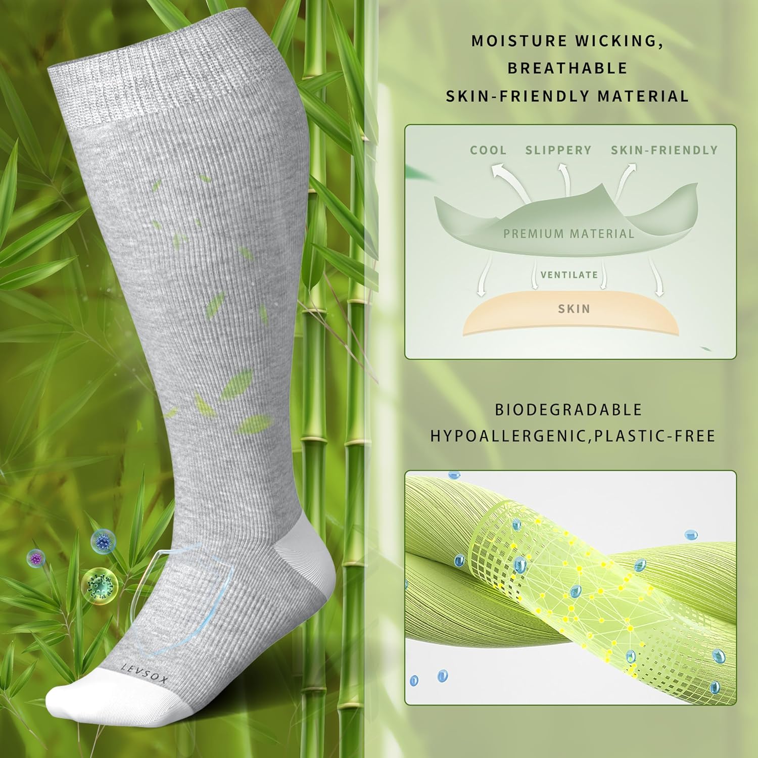 Thumbnail 1 de LEVSOX Wide Calf Compression Socks for Women & Men Plus Size (15-20mmHg) Knee High
