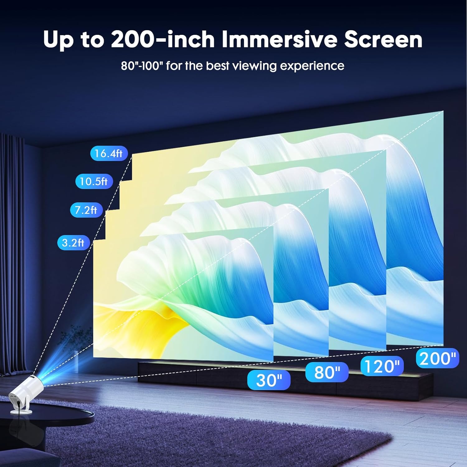 Thumbnail 6 de Tecaki Mini Projector Android 14, 1080P portable projector