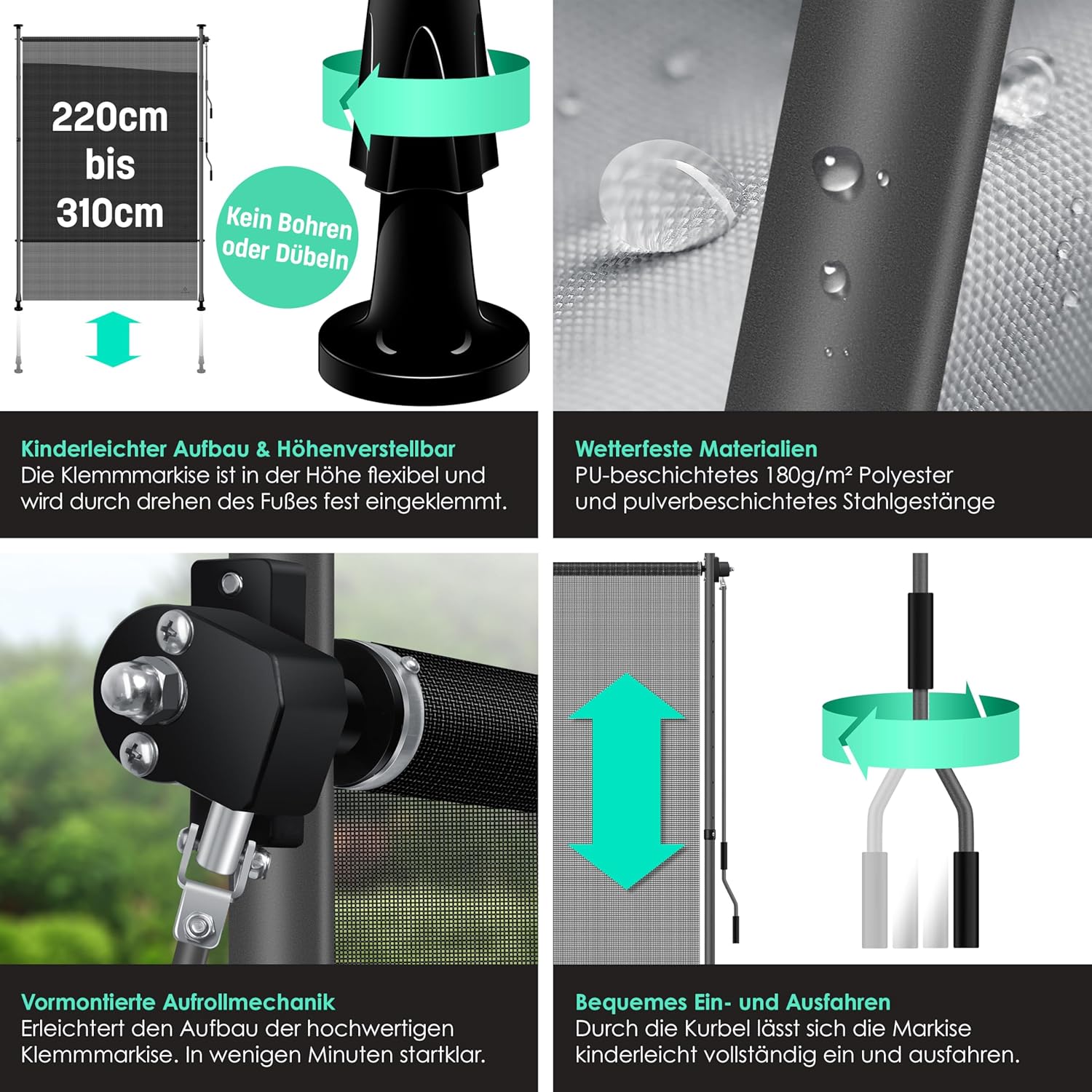 Thumbnail 5 de KESSER® Toldo vertical extensible 120x310 cm ☂️ Resistente al viento