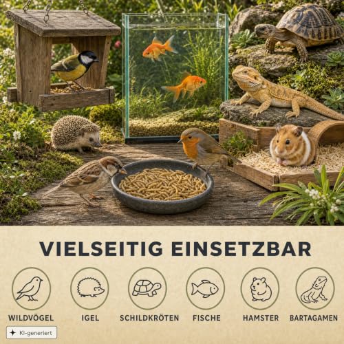 Detalle de EWL Getrocknete Mehlwürmer 2kg (13L) – Natürliches Vogelfutter & Wildvogelfutter von EWL Naturprodukte