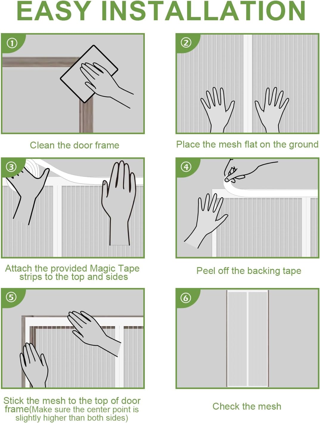 Thumbnail 6 de Auxmir Zanzariera magnetica 100 x 220 cm con chiusura automatica e 30 magneti, bianca