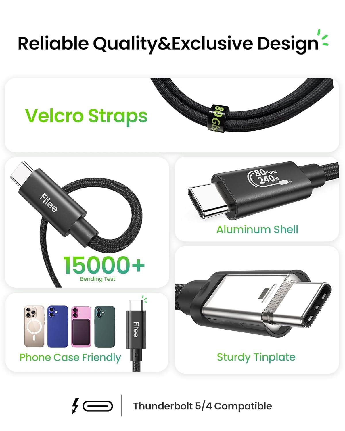 Thumbnail 5 de Fitee Thunderbolt 5 Cable 4FT — 240W PD Charging