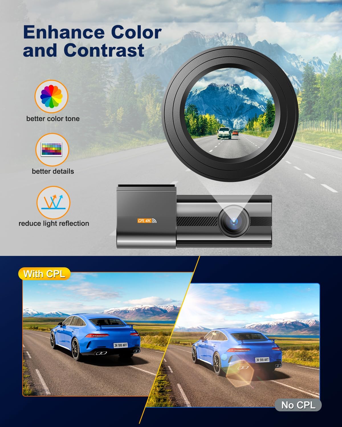 Thumbnail 1 de Dash cam auto 4K+1080P doppia