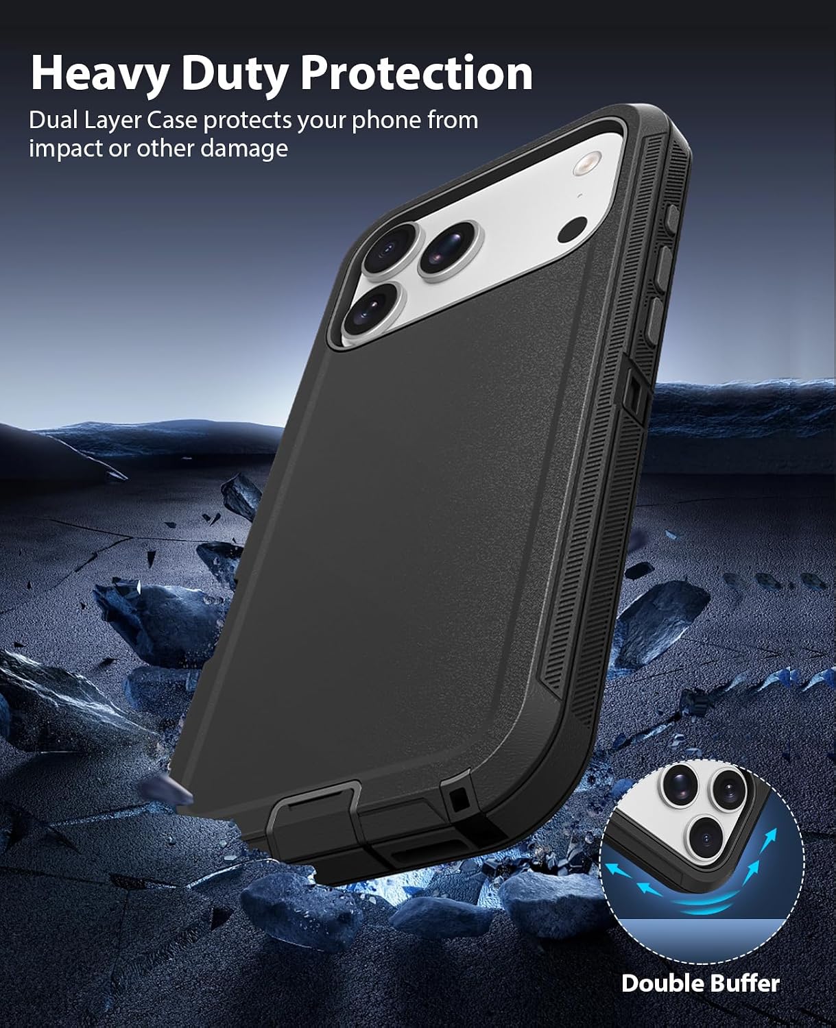Detalle 2 de Jelanry Shockproof Case for iPhone 17 Pro Max and 18 Pro Max, Black