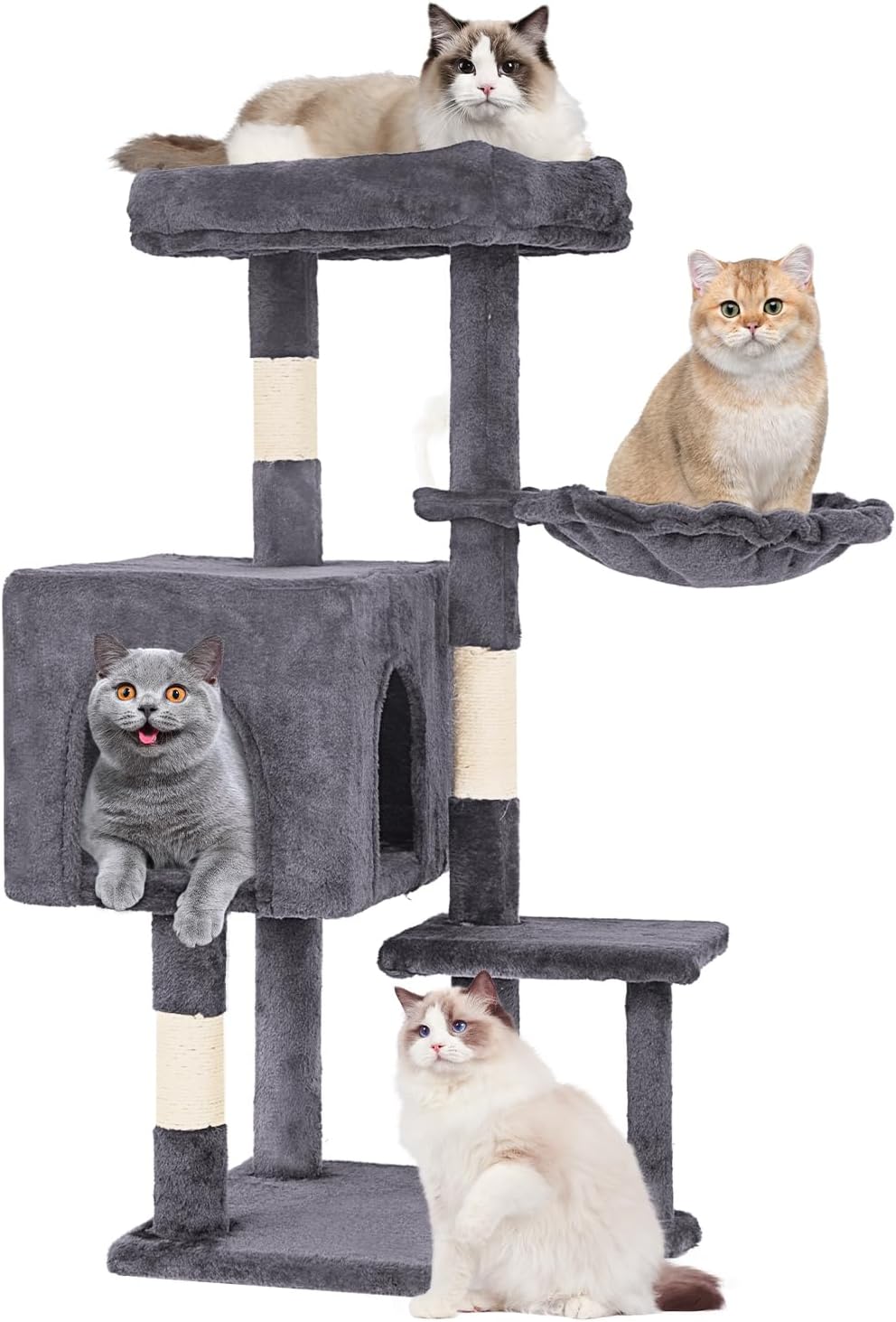 Detalle de FDW 37.8 inch Cat Tree, 3-Level Tower with Sisal Posts and Plush Perches
