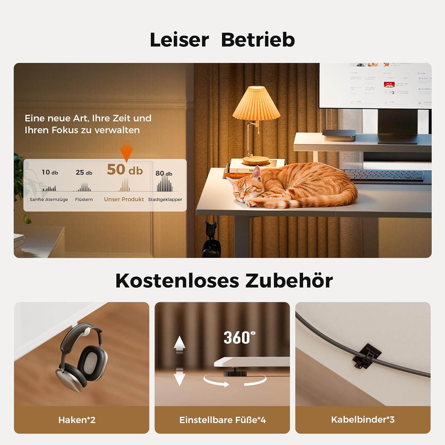 Thumbnail 5 de Agilestic Höhenverstellbarer Schreibtisch 120 x 60 cm mit Monitorständer – Weiß