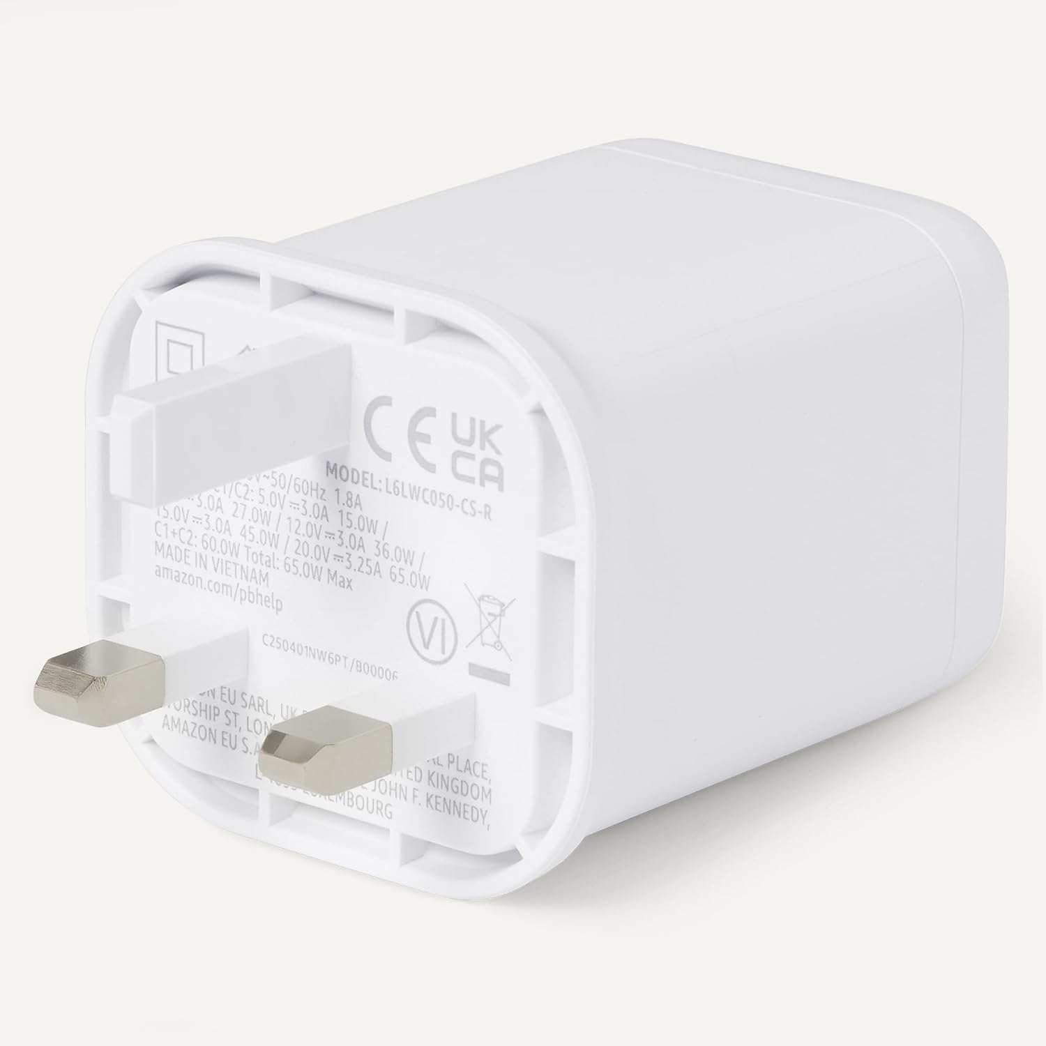 Thumbnail 3 de Amazon Basics Nano GaN 65W USB-C Fast Charging 2-Port Wall Charger (White)