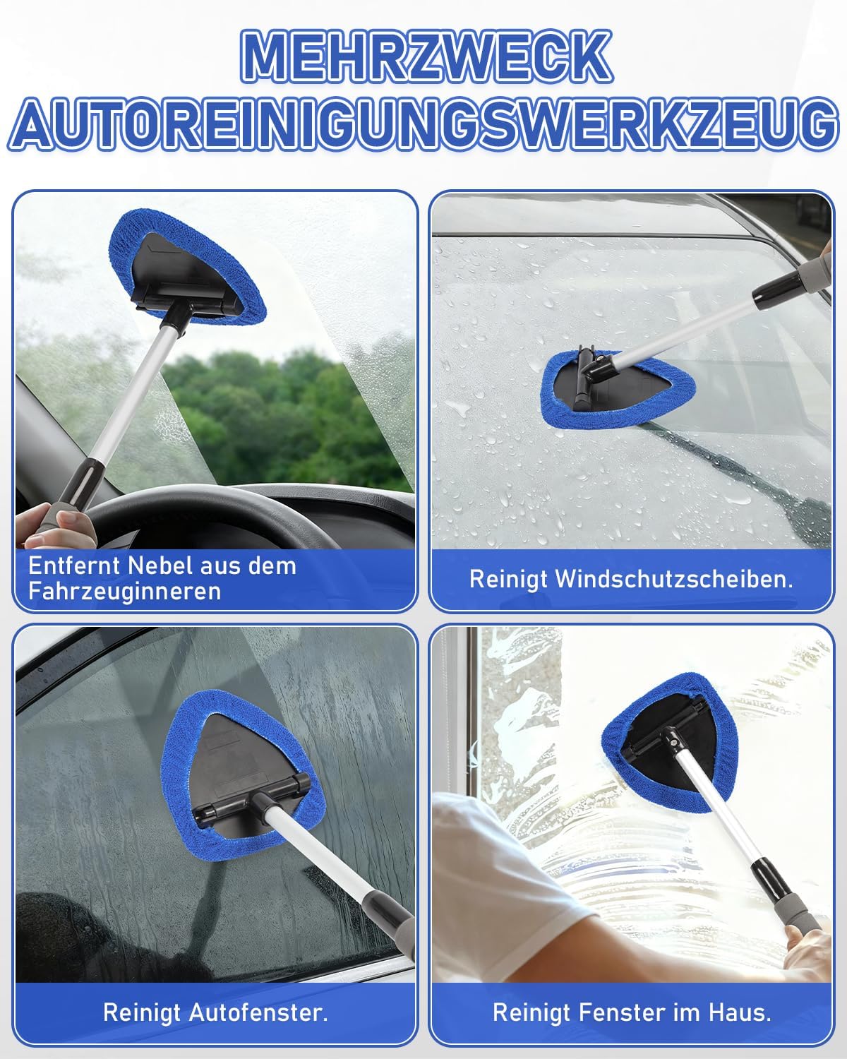 Thumbnail 6 de Bafiwu Auto Scheibenreiniger mit 6 Mikrofaser-Pads – Ausziehbarer Griff, Sprühflasche und Staubbürste