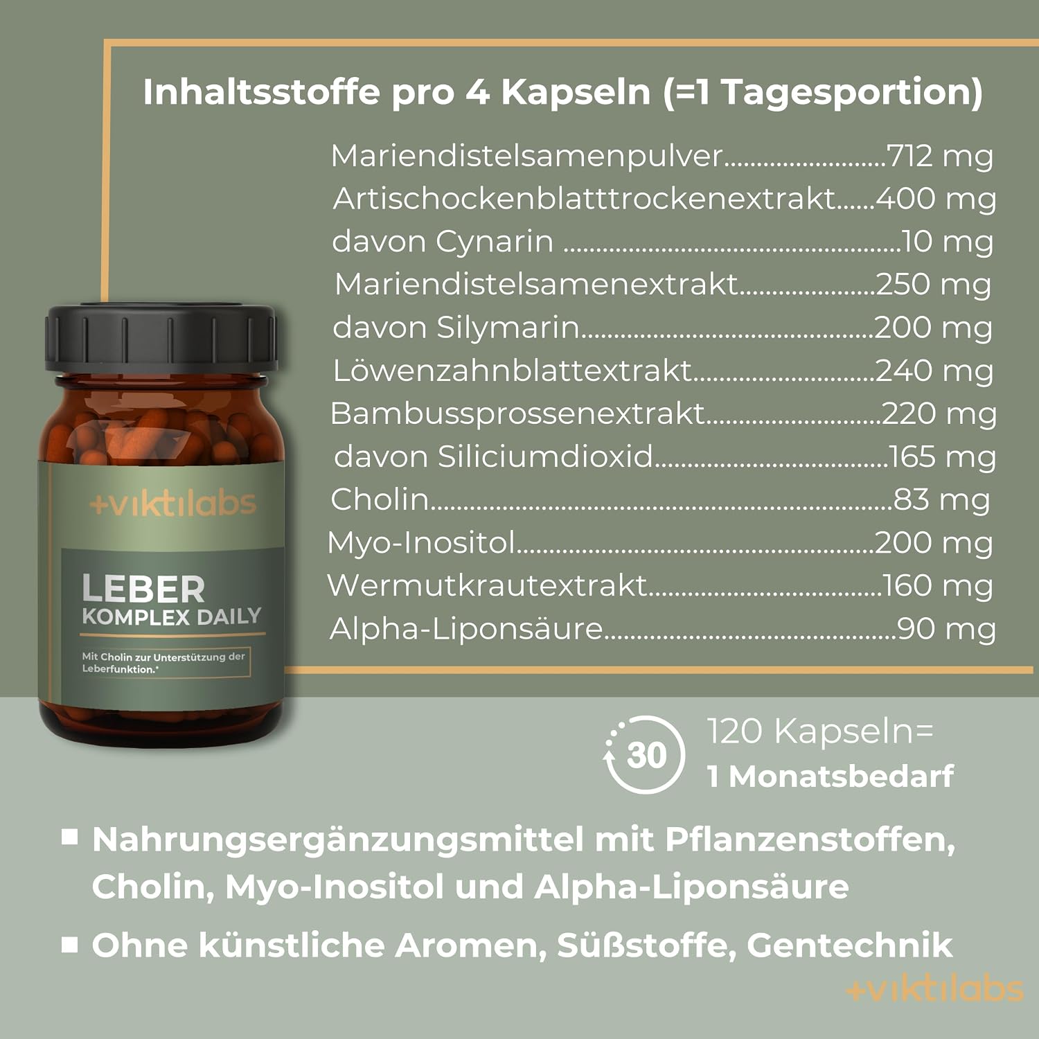 Detalle 2 de Viktilabs Leber Komplex Daily â 120 Kapseln đ