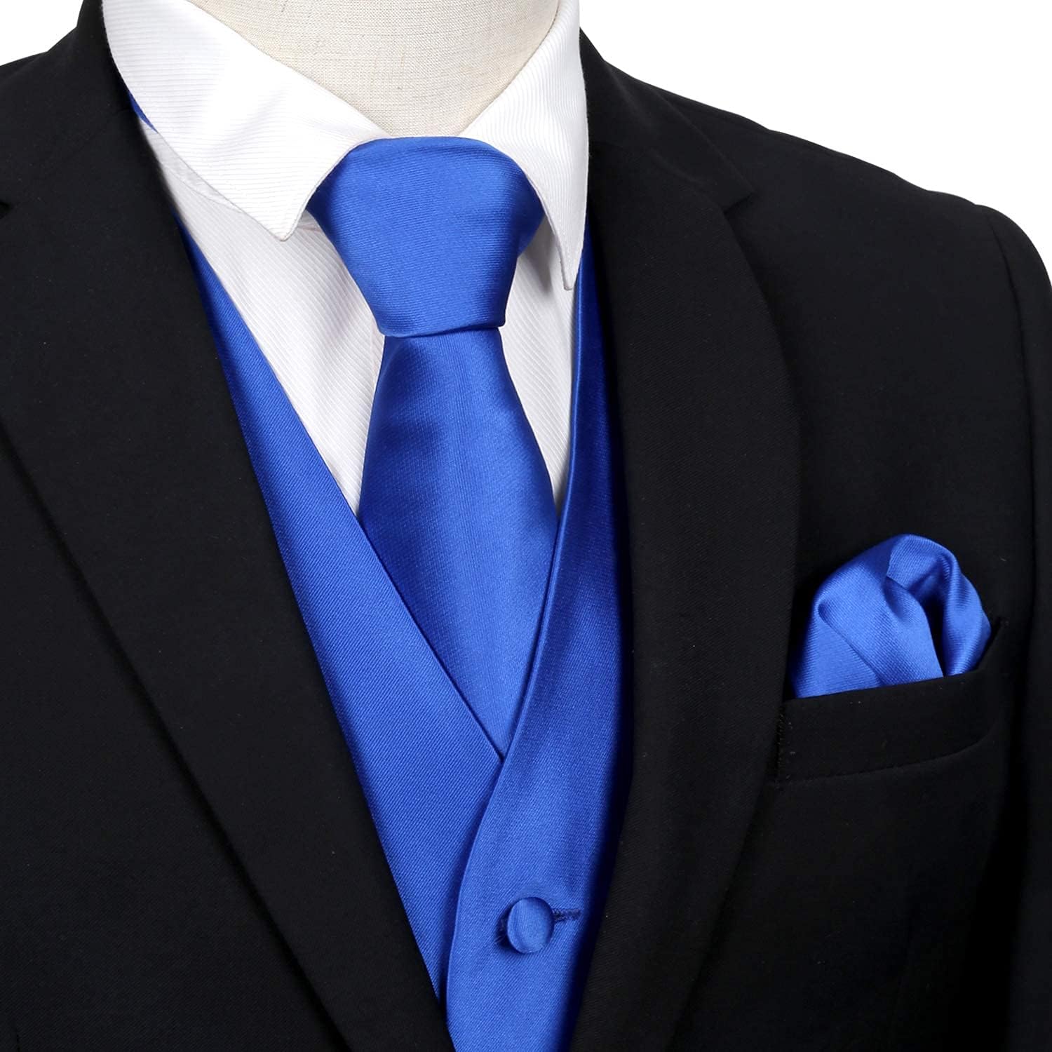 Thumbnail 1 de Alizeal Mens Classic 5 Pcs Solid Colour Satin Suit Vest Set