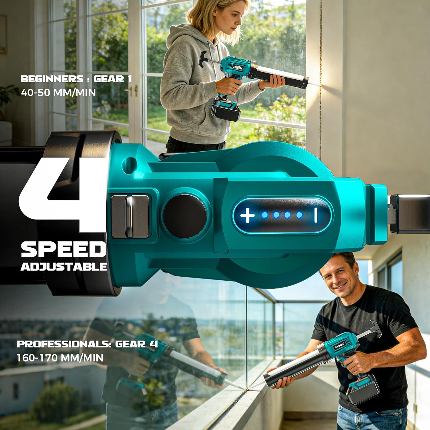 Thumbnail 2 de Ecarke Pistolet à Cartouche sans Fil 18V – compatible Makita, 6 vitesses, LED, sans batterie