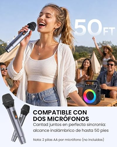 Detalle de Karaoke Wowstar: Máquina Karaoke para Adultos con 2 Micrófonos Inalámbricos