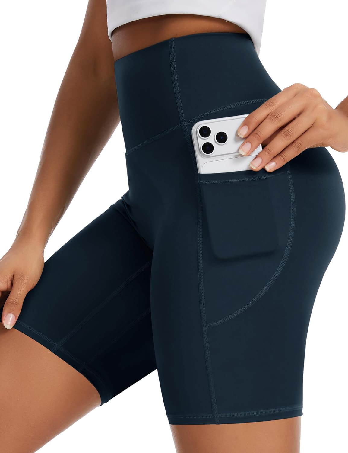 Thumbnail 3 de THE GYM PEOPLE Women's 8" Seamless High-Waist Yoga Shorts with Pockets