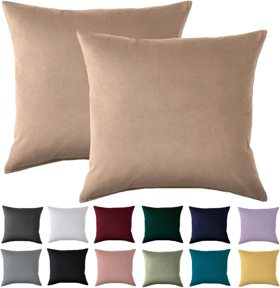 Detalle de Beqnat Kissenbezug 40x40 cm – 2er Set, Beige, 100% Mikrofaser