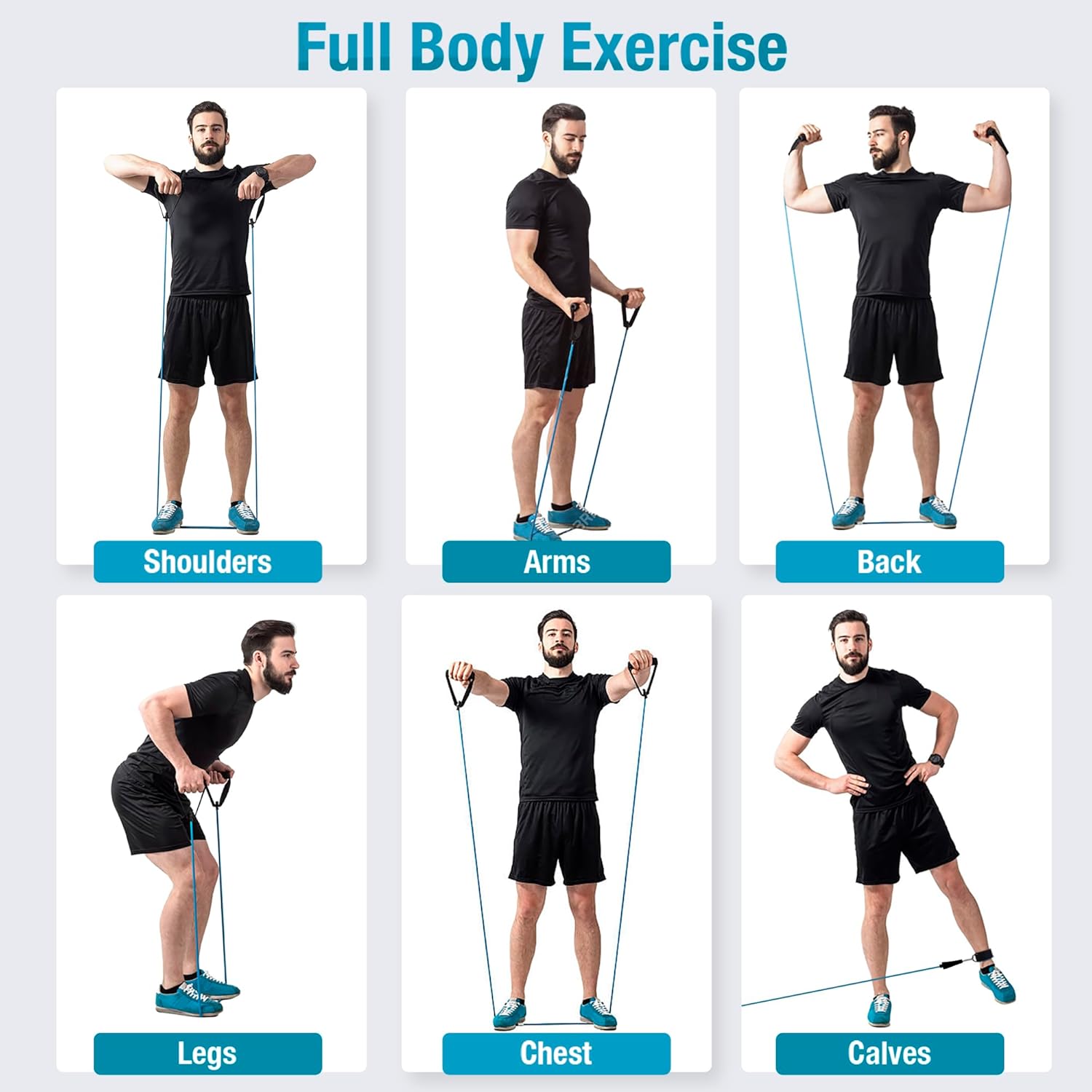 Thumbnail 6 de Beenax Resistance Bands Set with Handles – Heavy Duty 12pc Workout Kit (Up to 250 LBS)