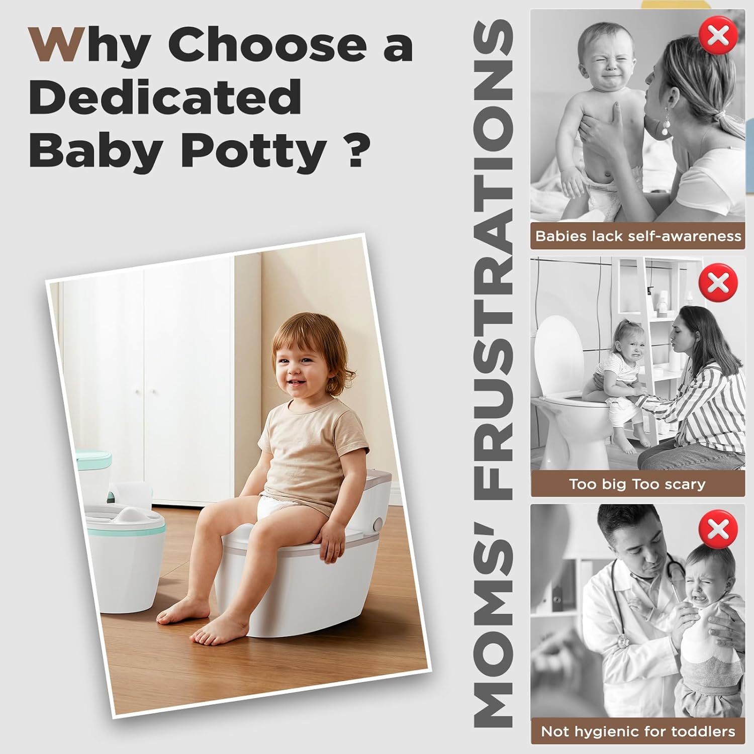 Thumbnail 1 de 3-in-1 Potty Training Stool for Toddlers with Flush Sound, Wipes Storage, and Toilet Paper Holder (Brown)