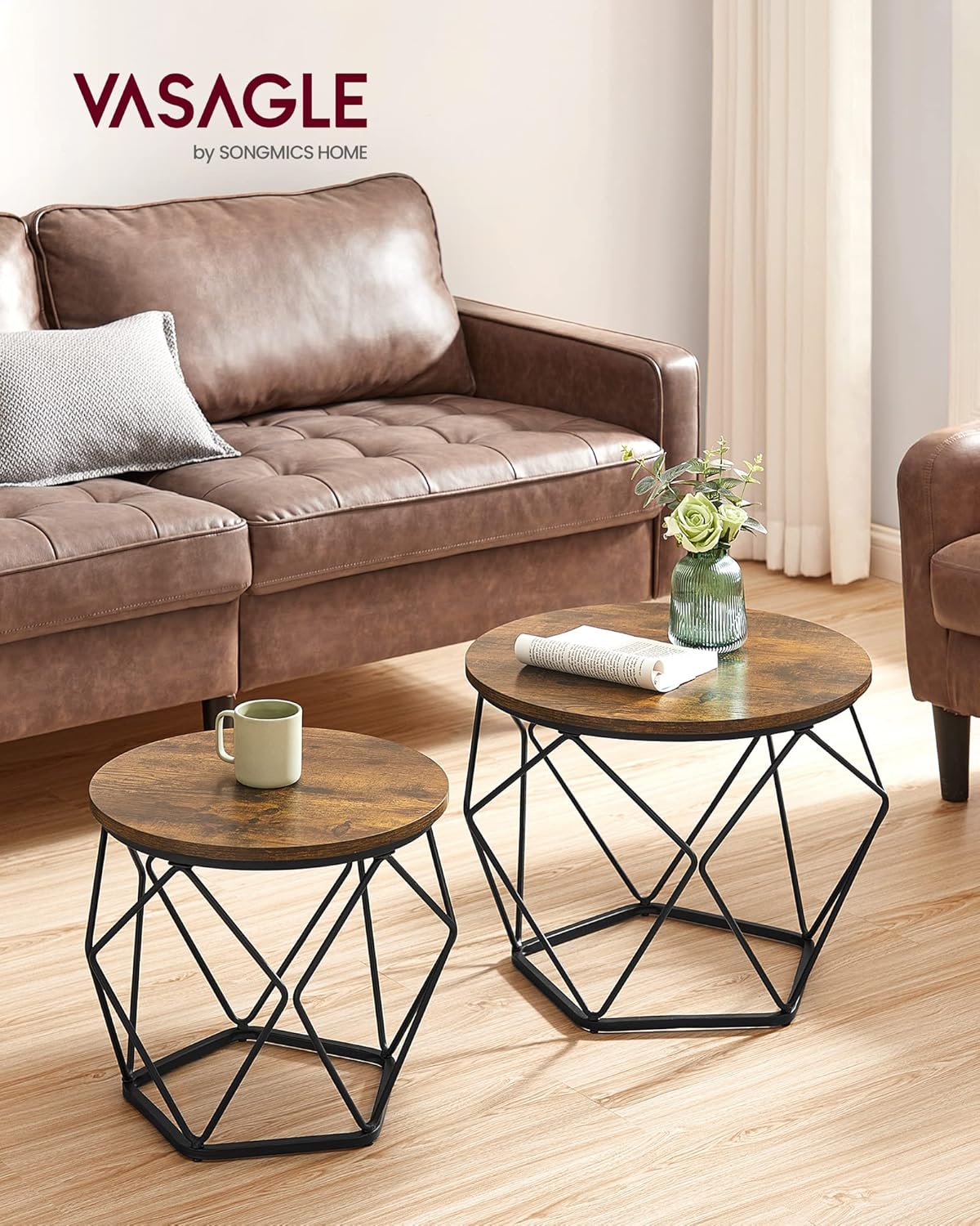 Detalle 2 de VASAGLE coffee tables set of 2 LET040B01