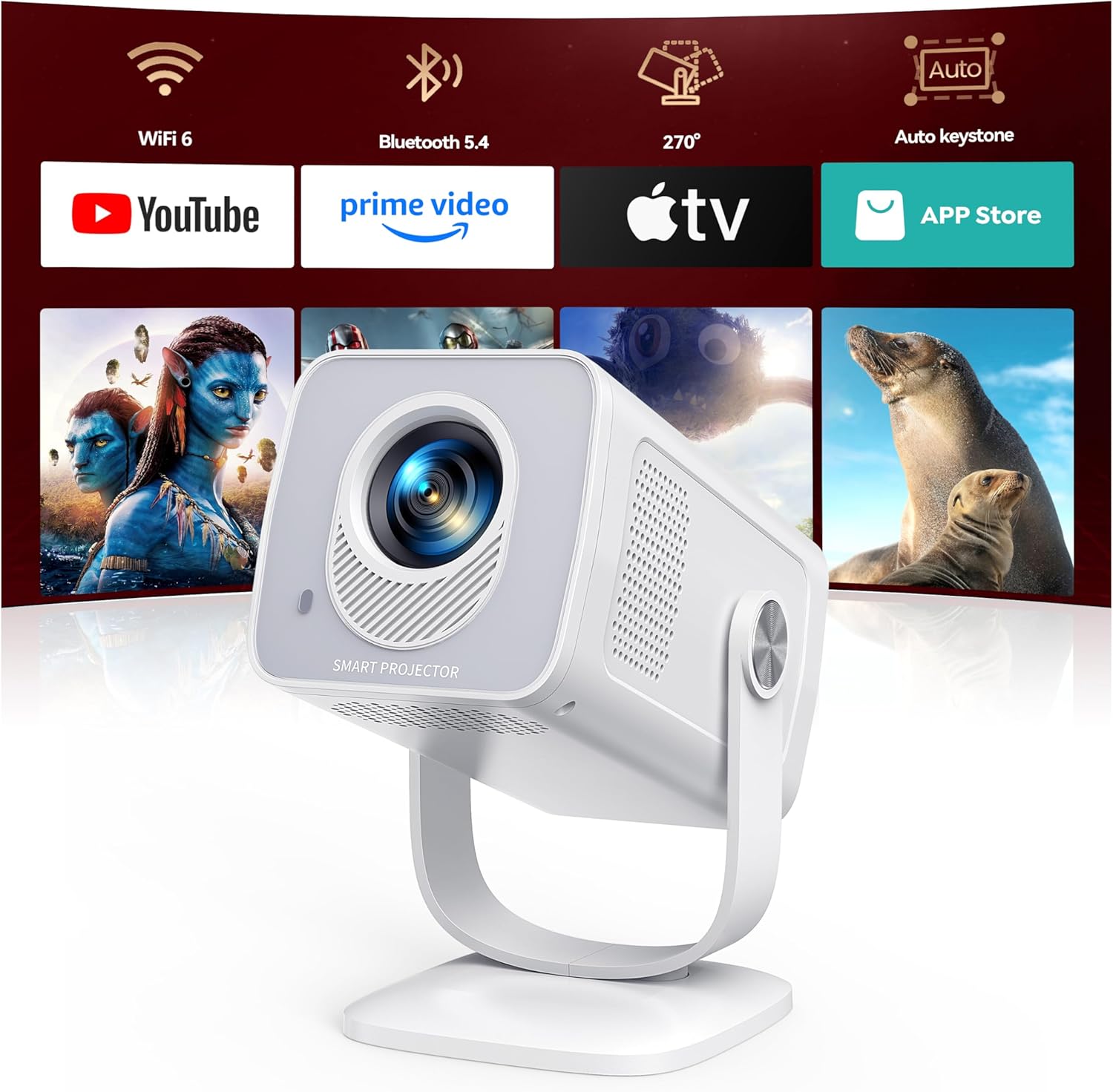 Detalle de Mini Beamer 4K 1080P Smartprojektor mit Android 13 ⬛📽
