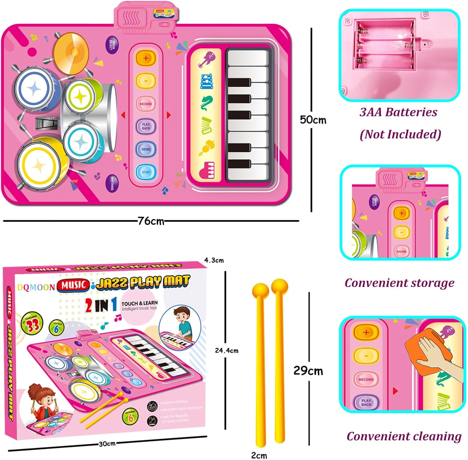 Thumbnail 4 de 2 in 1 Music Mat for 1–5 Year Old Girls