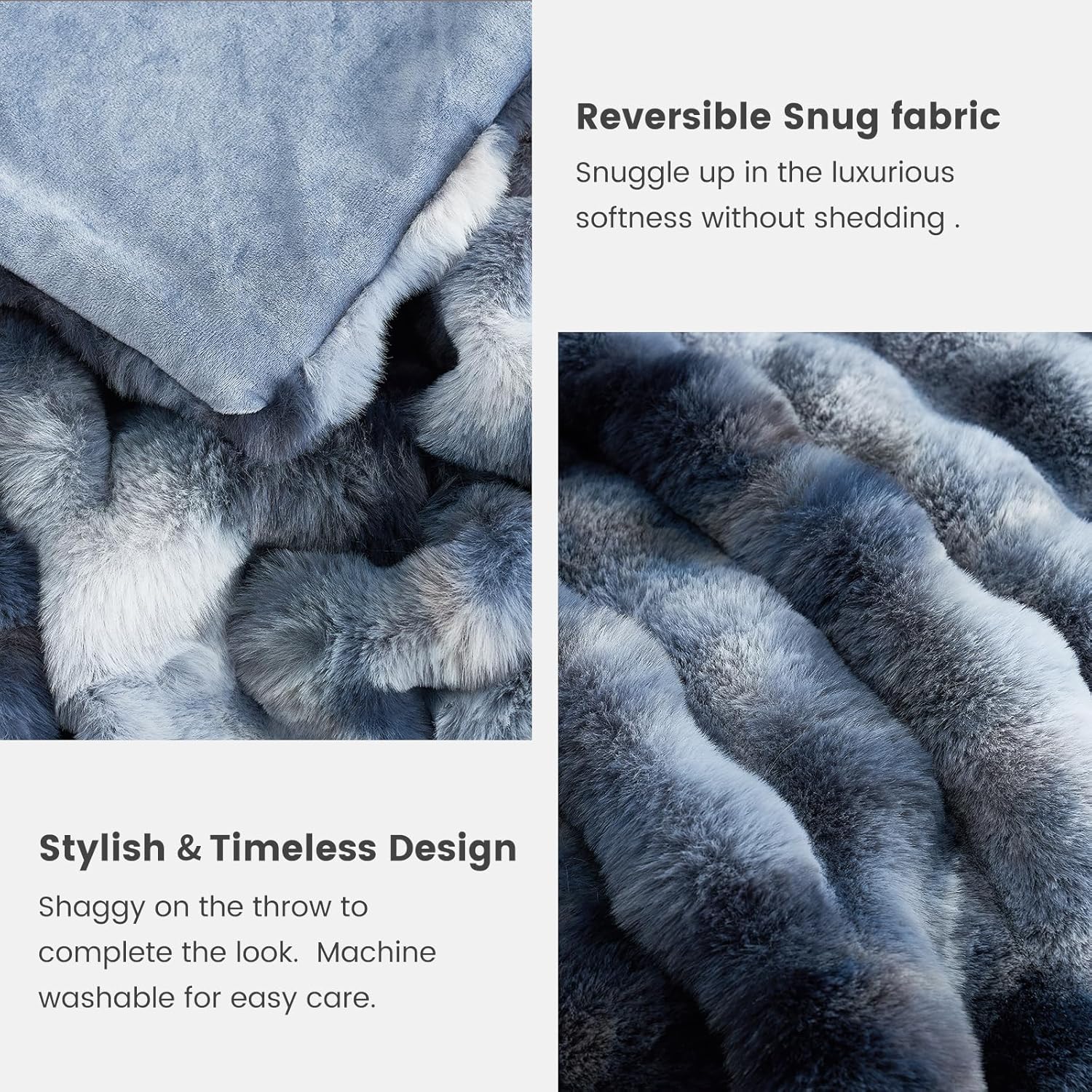 Thumbnail 4 de Cozy Bliss Faux Fur Throw Blanket 50x60