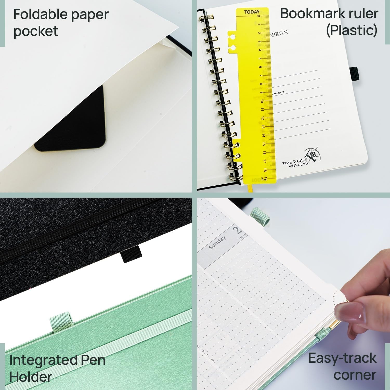 Thumbnail 5 de POPRUN 2026-2027 Academic Diary A5 Week to View – Night Sky Blue, 17 Months, Spiral, Hard Cover