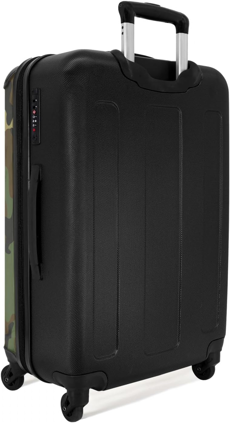 Detalle de NoBoringSuitcases.com Valigia grande rigida 67 cm con motivo mimetico esercito, 72 L, 20 kg