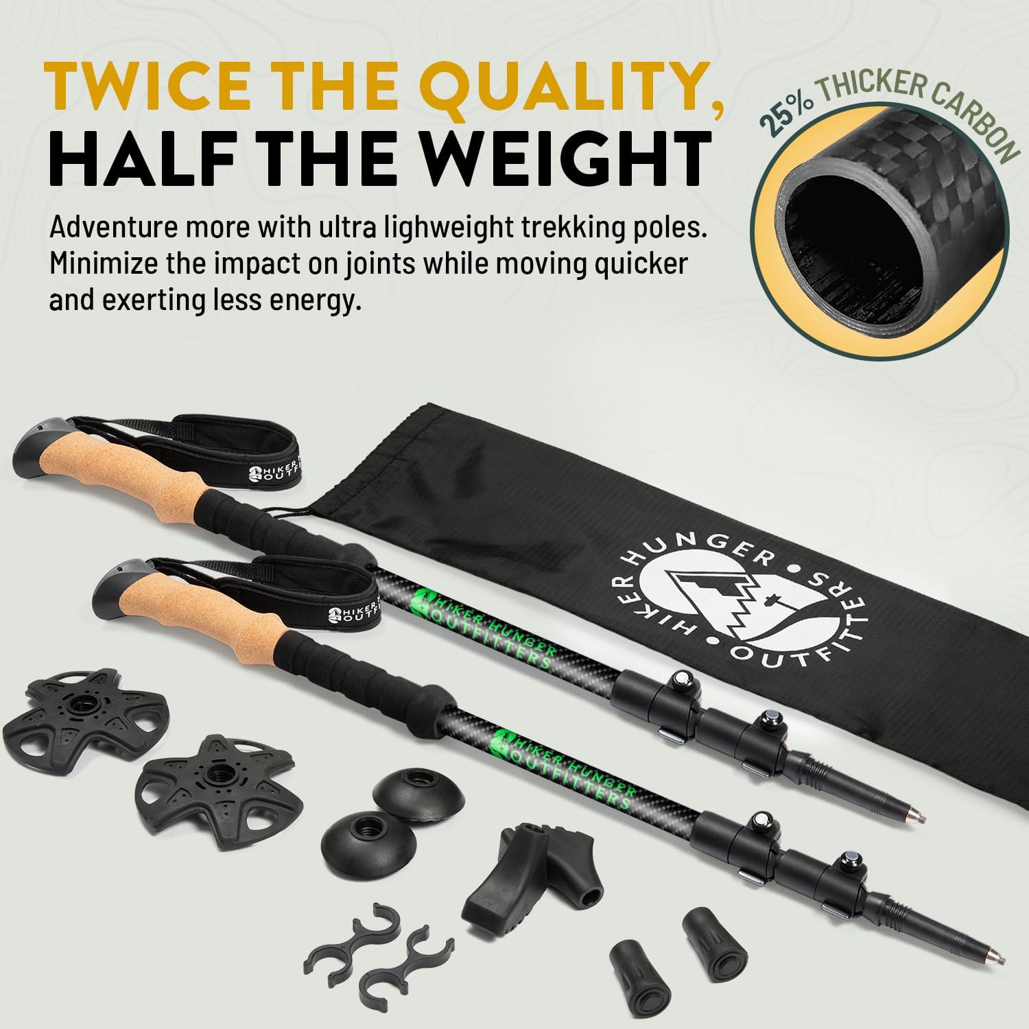 Thumbnail 1 de USA Brand 100% Carbon Fiber Trekking Poles 7.6 oz
