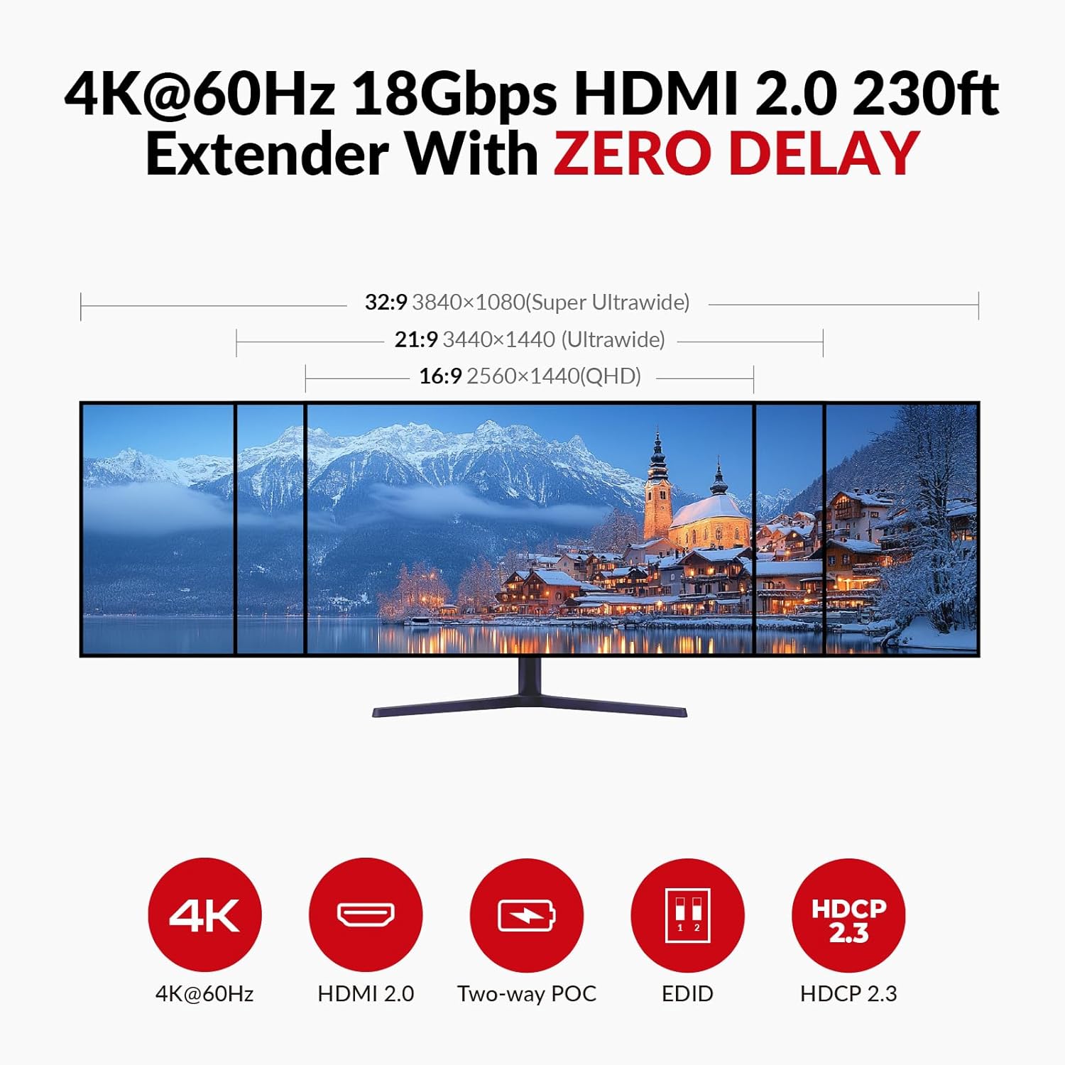 Thumbnail 1 de AV Access Extenseur HDMI 4K sur Cat6 — 70 m, 4K@60Hz 4:4:4, PoC bidirectionnel, IR, EDID/ARC
