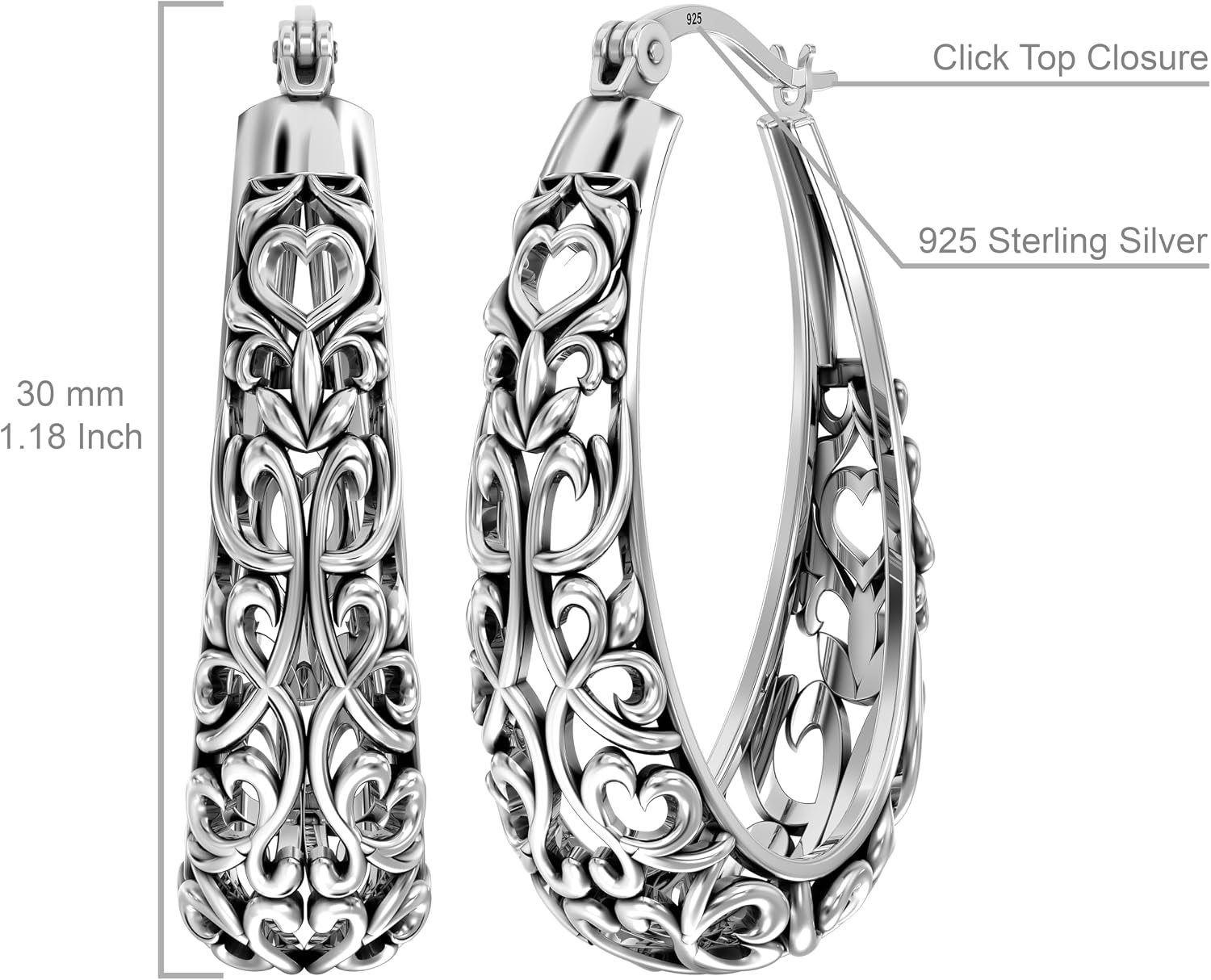 Thumbnail 3 de LeCalla 925 Sterling Silber Hoop Ohrringe