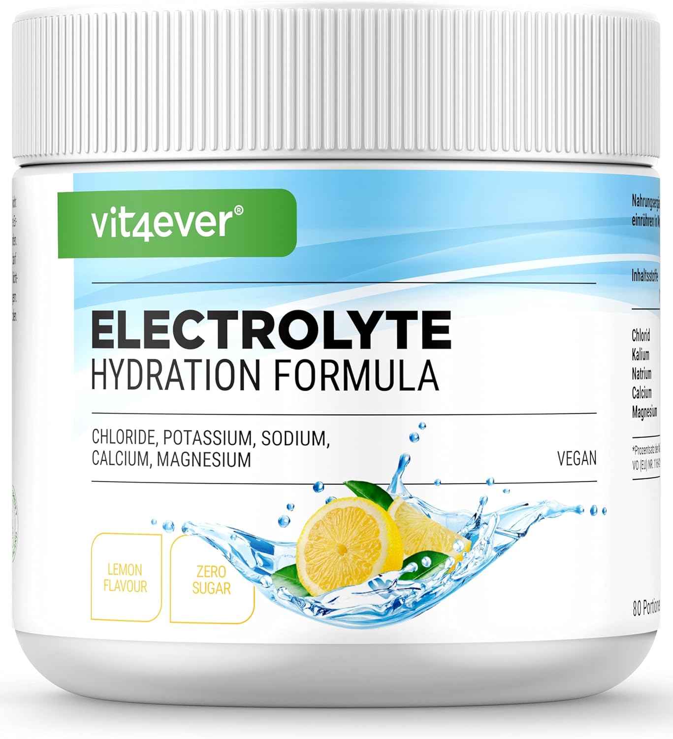Electrolytes 400 g (80 portions) – poudre d’hydratation citron, sans sucre, vegan