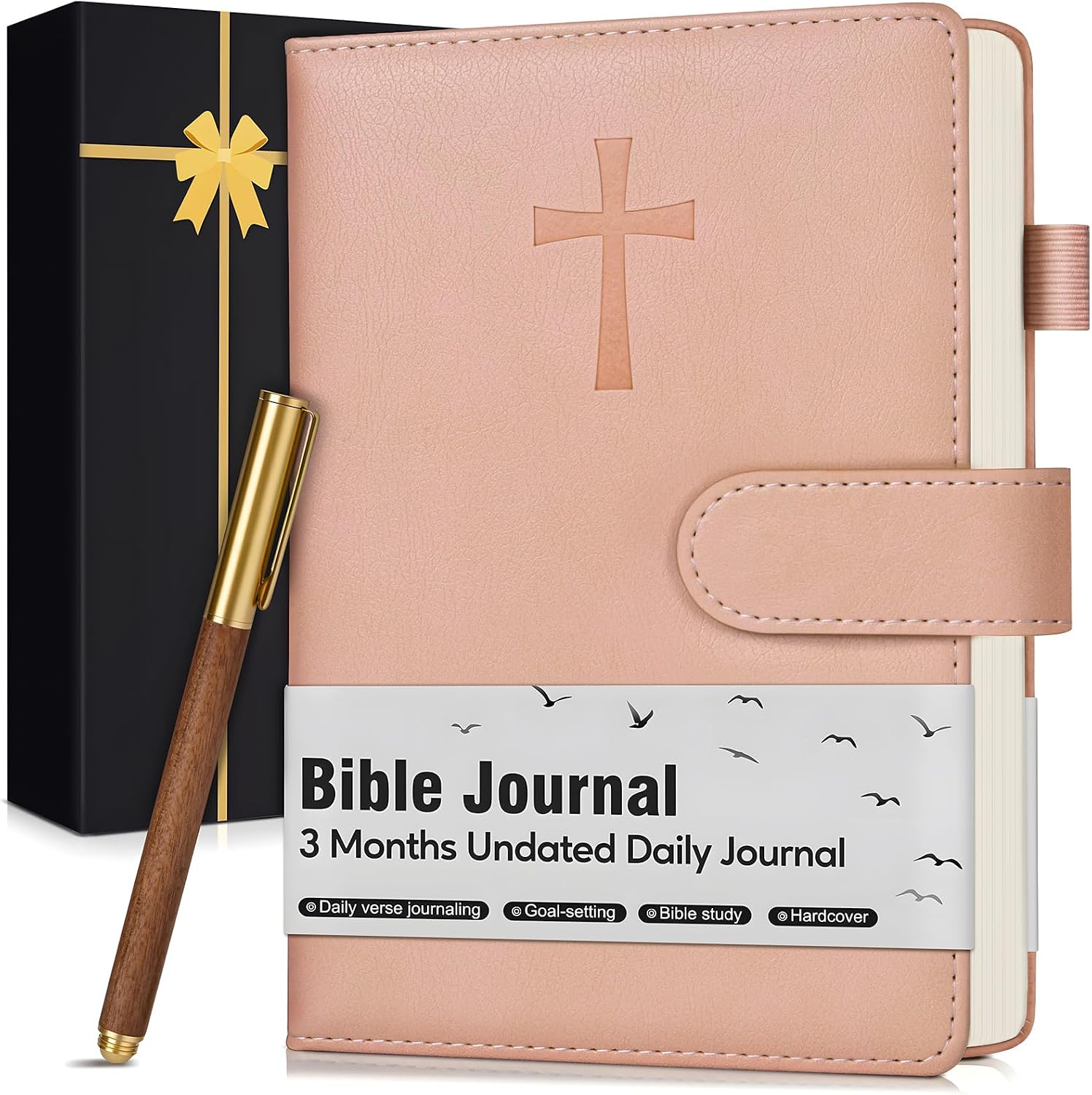 Detalle de PAPEJOON 03 Leather Bible Journal, Pink A5 Prayer and Scripture Notebook