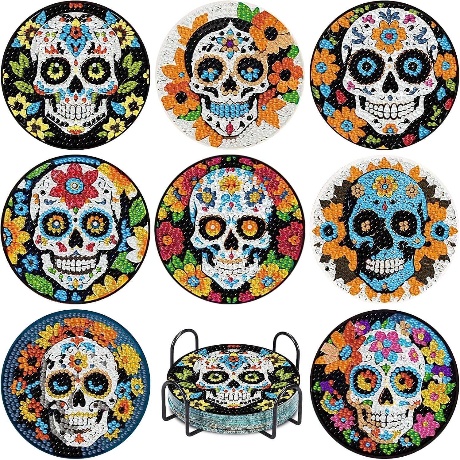 Detalle de hkejoi Diamond Art Coaster Kit, 8-Piece