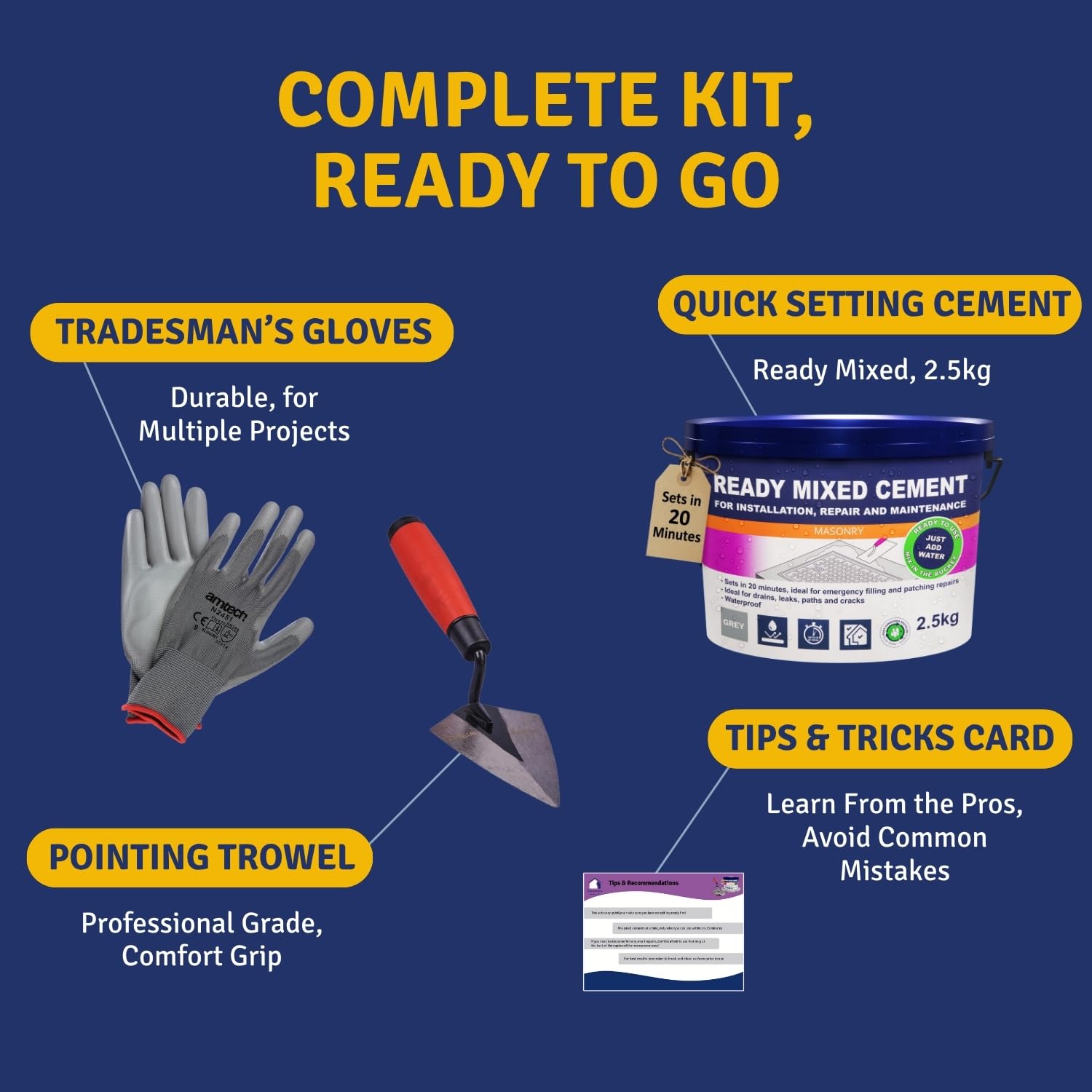 Detalle de Cement Ready Mixed 2.5 kg rapid-setting kit