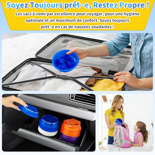 Detalle de Sacs à Vomir Jetables 1000 ml TonJin – 20 pièces, multicolores, voyage et urgences