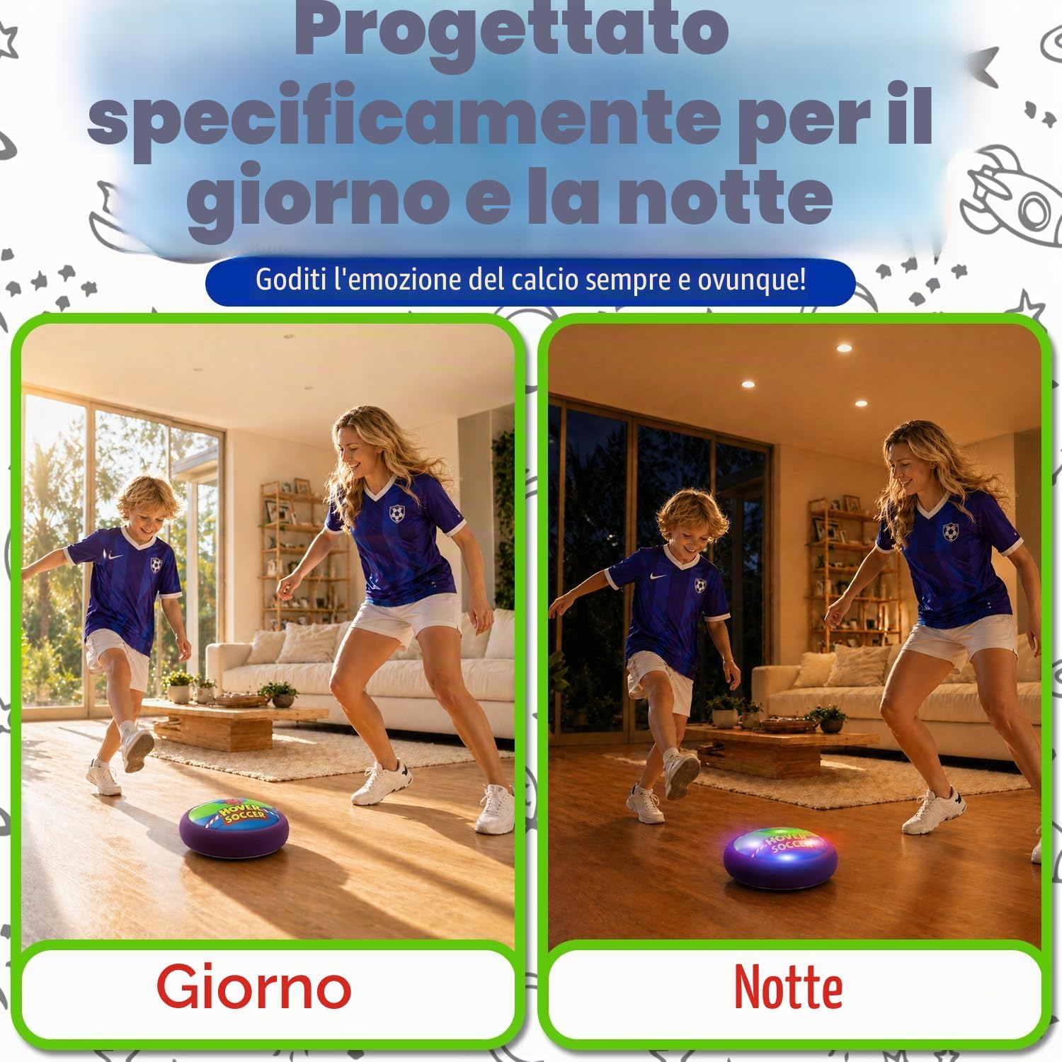 Detalle de Pallone Fluttuante Giochi Light Year per Bambini – Calcio con Luci LED e Schiuma Morbida